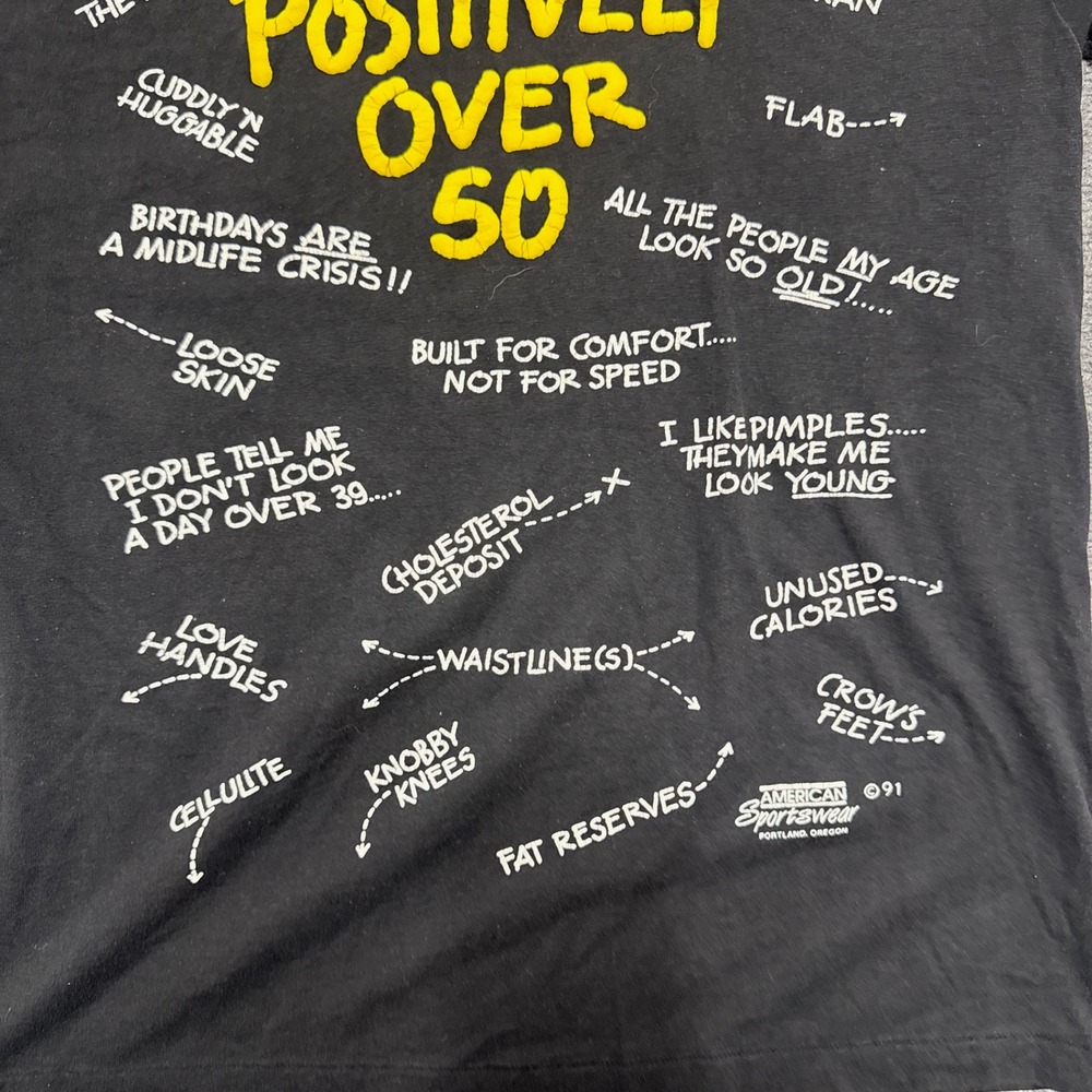 VTG Hanes T-Shirt Men's Large Positively Over 50 Single Stitch Cotton Blend - Picture 9 of 10